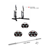 Thumbnail for SQR03 Adjustable Squat Rack and Tri Grip Plates with 7 Ft Bar 80 KG Set (Bundle)