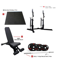 Thumbnail for SQR03 Adjustable Squat Rack with Flooring and 80 KG Trip Set with Adjustable bench A8007 (Bundle)