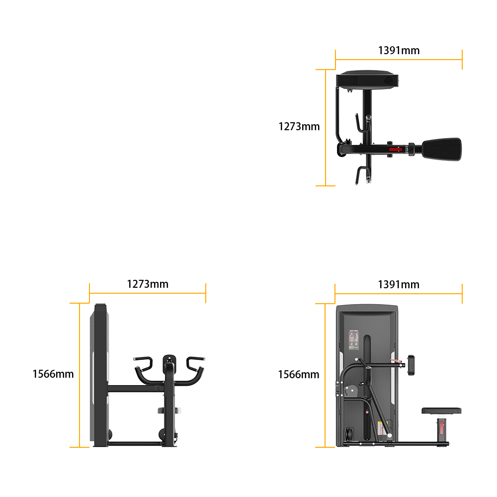 Measurement chart of a piece of The Insight Fitness Low Row - SA005 with dimensions labeled.