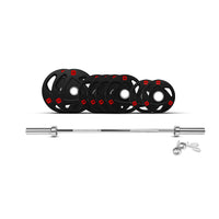 Thumbnail for 1441 Fitness 6 ft Olympic Bar with Tri Grip Black Olympic Plates Set | 60 Kg Set