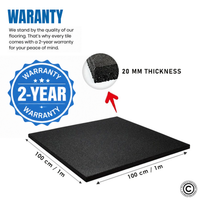 Thumbnail for Commercial Black Rubber Flooring for Gym 20 mm - 100 x 100 CM