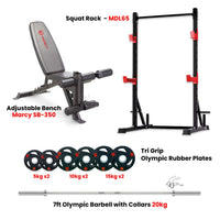 Thumbnail for MDL 65 Squat Rack Combo with Plates and Bench - Bundle Offer