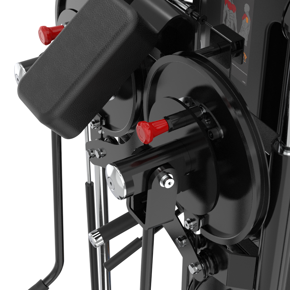 Close-up of Insight Fitness SA054 red and black parts