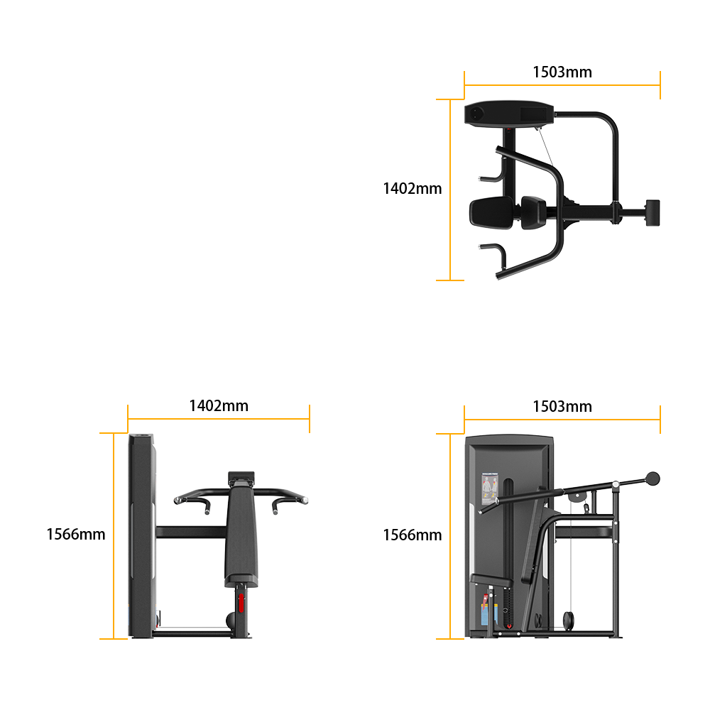 Insight Fitness Shoulder Press - SA004 with dimensions labeled on a white background