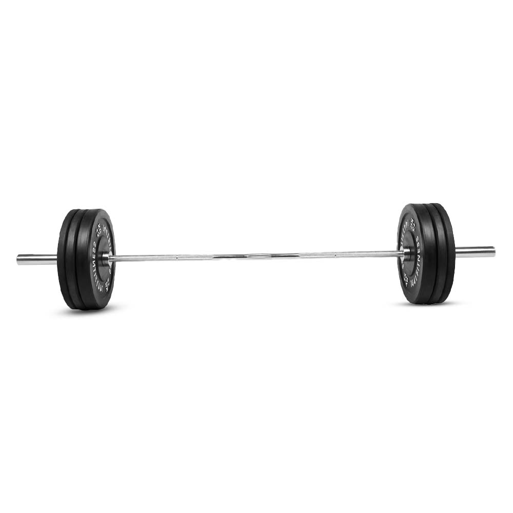 1441 Fitness 7 Ft Olympic Bar with Rubber Color Bumper Plates - 60 KG Set