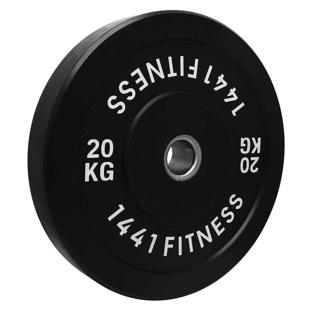 1441 Fitness 7 Ft Olympic Bar with Rubber Bumper Plates - 120 KG Set