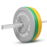 7 Ft Olympic Bar with Color Bumper Plates - 80 KG Set | 1441 Fitness
