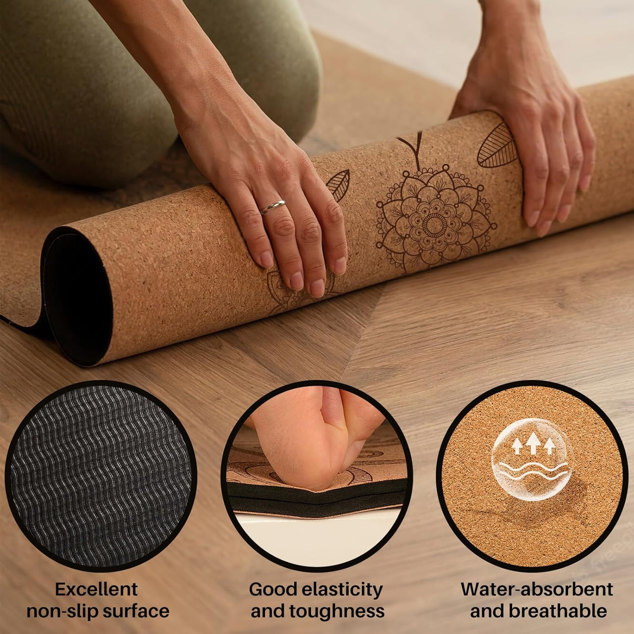 1441 Fitness Premium Cork Yoga Set