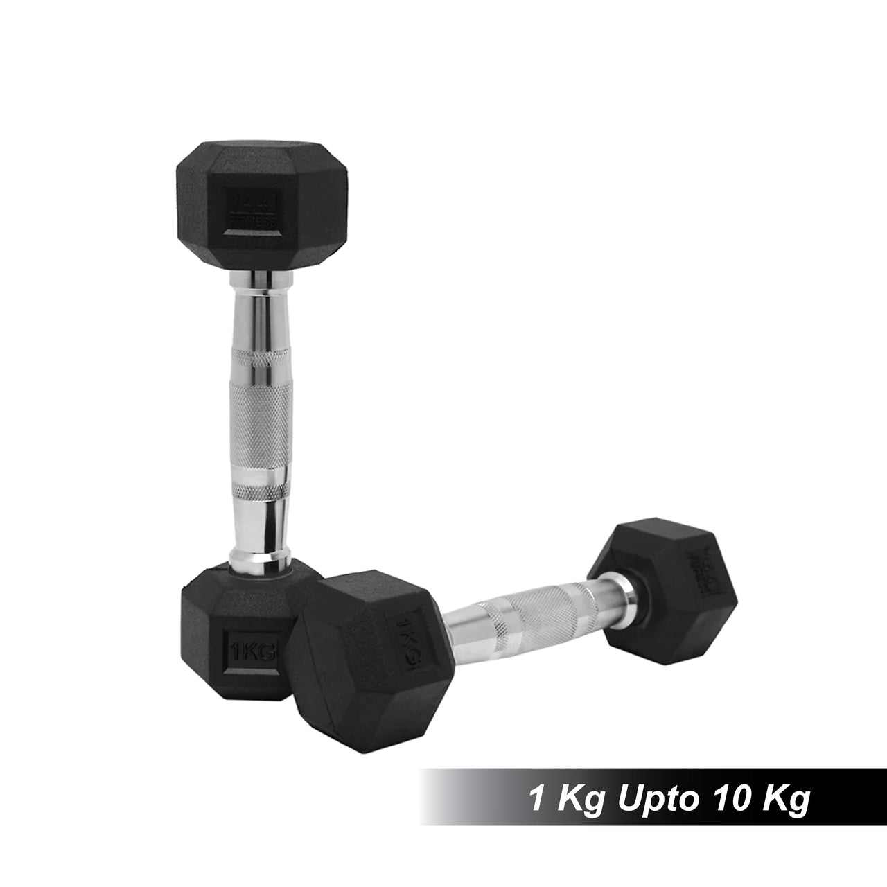1441 Fitness Rubber Hex Dumbbells - 1 Kg to 10 Kg