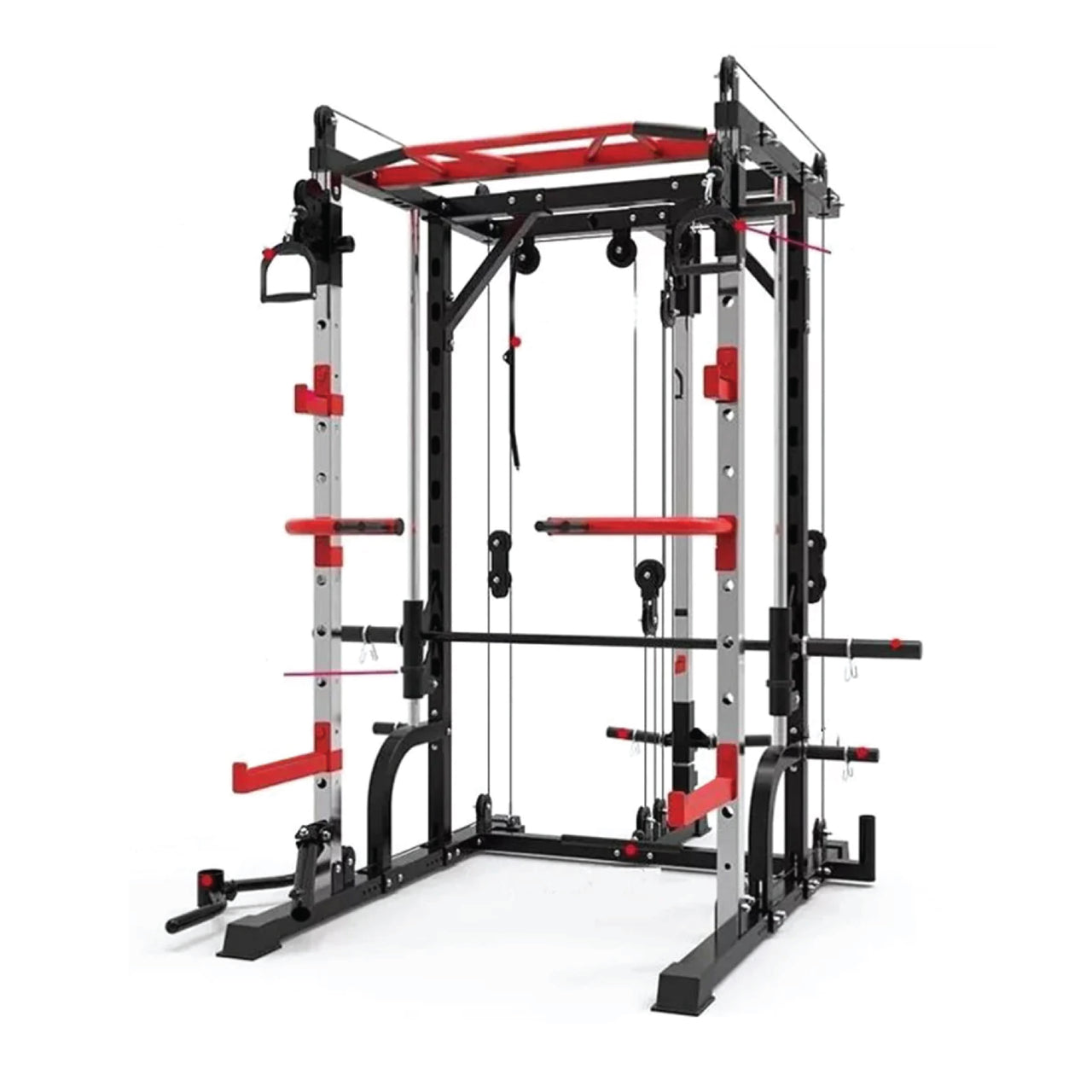 Combo Deal - 1441 Fitness Smith Machine with Functional Trainer J009 + 80kg Tri Grip Plate Set + Adjustable Bench A8007 + Flooring