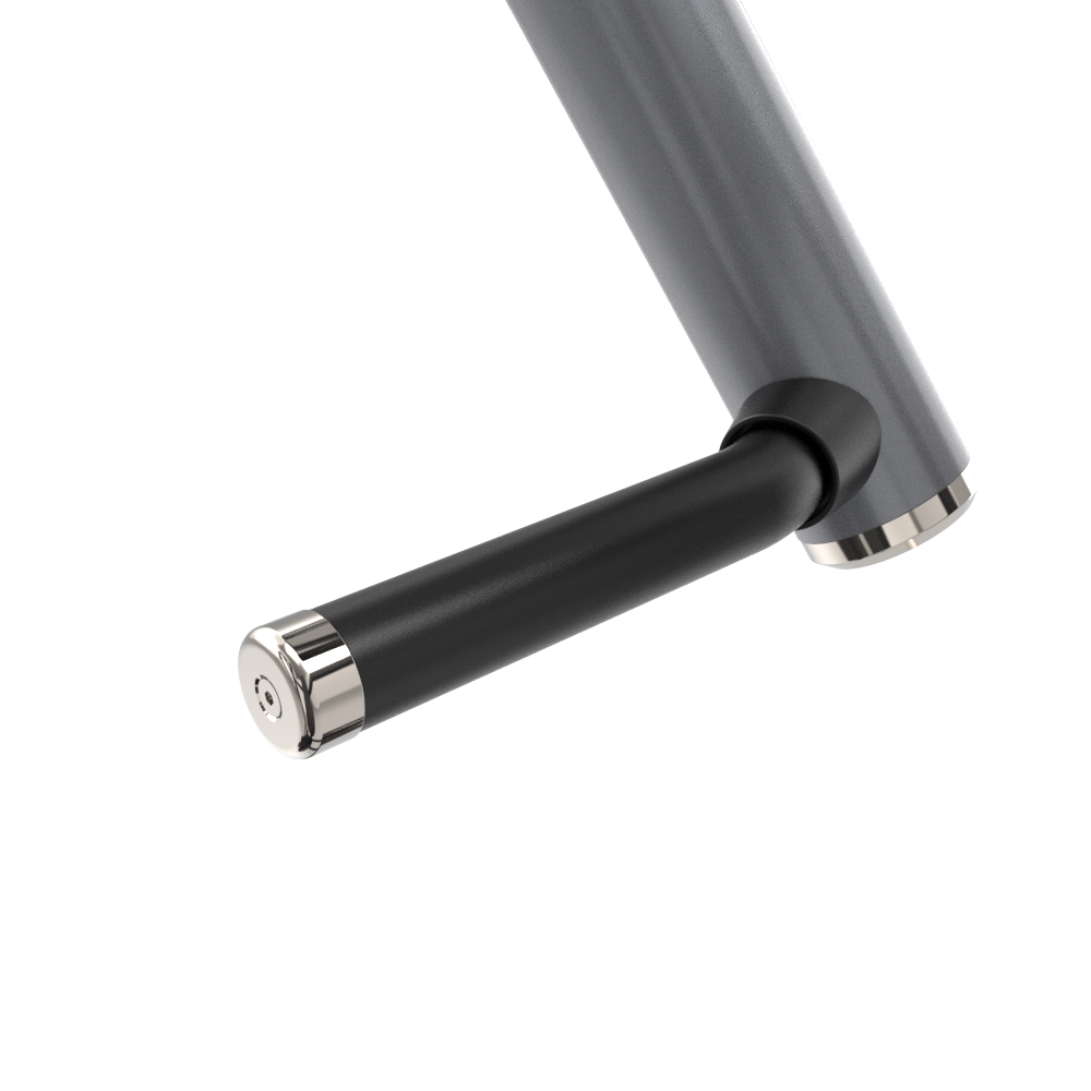 Close-up of a black and silver nsight Fitness Incline Chest Press - SH002 door handle on a white background