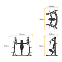 Thumbnail for Measurement chart of a piece ofnsight Fitness Incline Chest Press - SH002 with dimensions labeled.