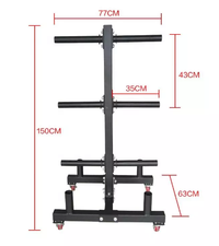 Thumbnail for 1441 Fitness Premium Weight Plate Rack with 4 Bar Holder & Wheels