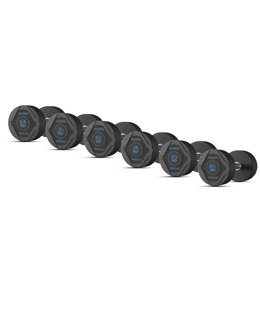 1441 Fitness PU Rubber Round Dumbbell Combo Set 2.5 Kg - 15 Kg (6 Pairs Set)