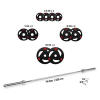 Thumbnail for 1441 Fitness 7  ft Olympic Bar with Tri Grip Black Olympic Plates Set | 100 kg