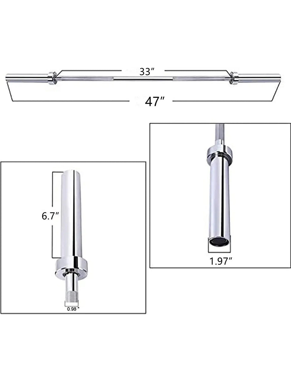 Olympic Straight Bar-dimensions L x W= 47  x 1.97 inches