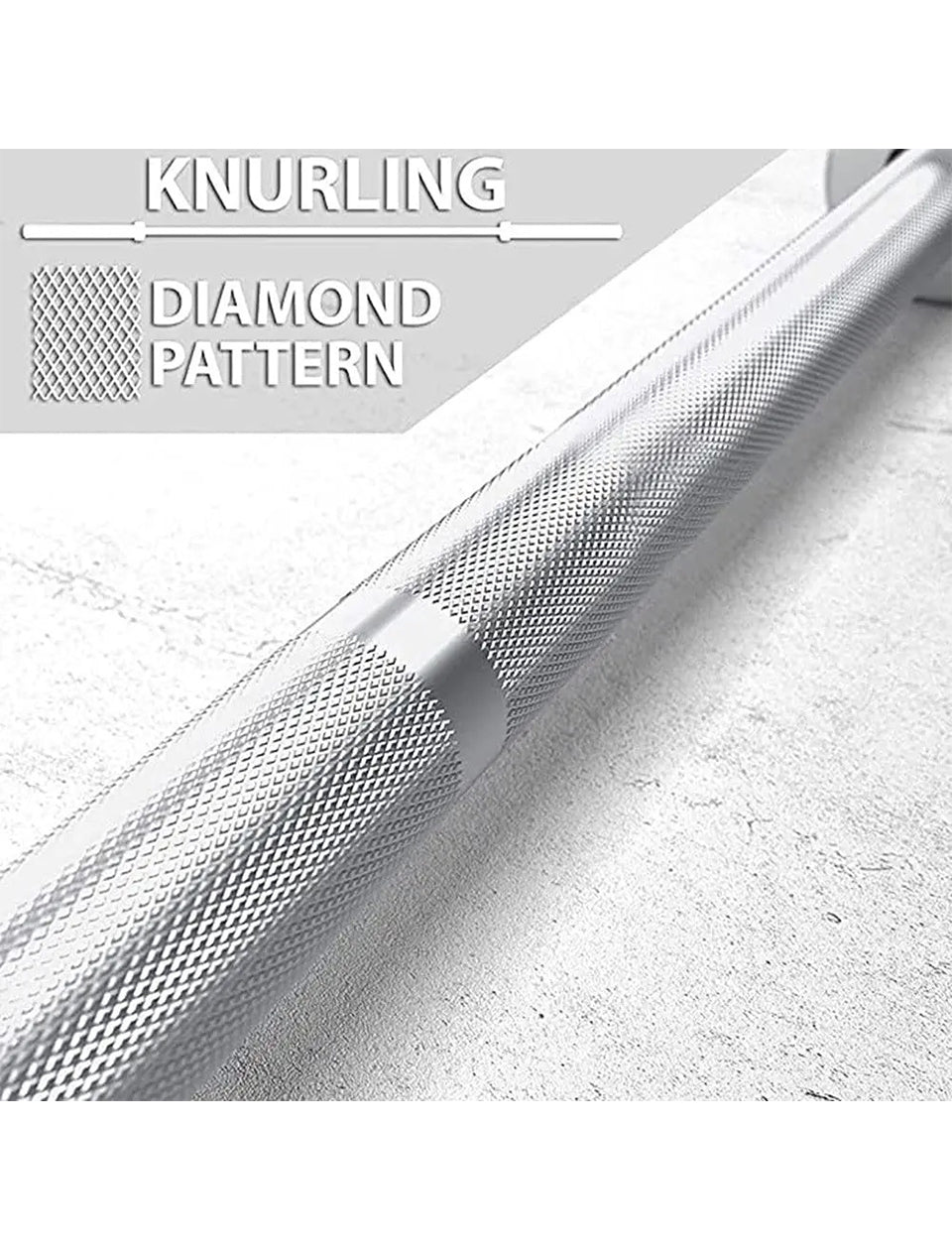 Olympic Straight Bar-knurling gives firm grip for lifters