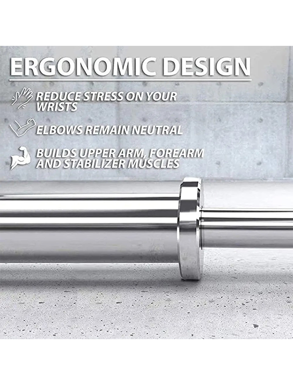Olympic Straight Bar-great ergonomic design that reduces stresses on your body and keeps your muscles stable.