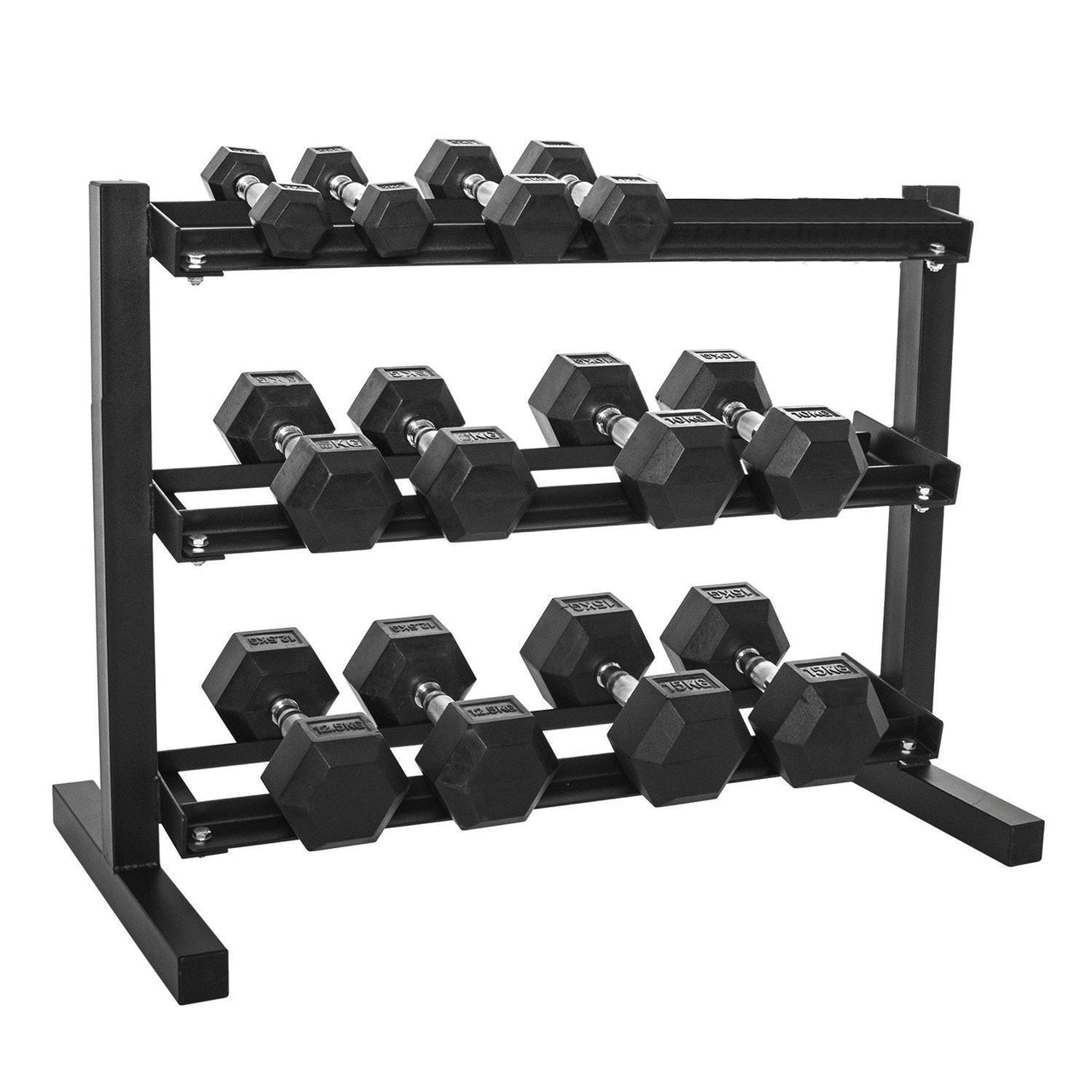 Combo Offer - Hex Dumbbell Set 2.5 Kg to 15 Kg with Dumbbell Rack + Flat Bench A0011