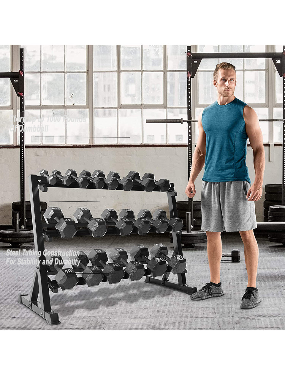 10 Pair Dumbbell Rack-quality steel construction guarantees durability and stability.
