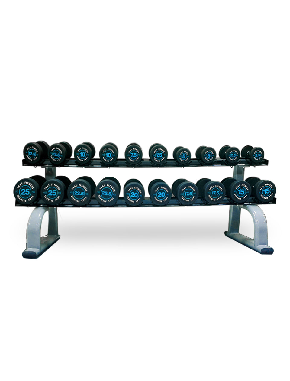 1441 Fitness Round Dumbbell Set 2.5 Kg to 25 Kg (10 Pairs) with 2 Tier Rack