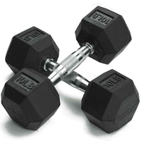Thumbnail for 1441 Fitness Rubber Hex Dumbbells in Pounds 5 - 50 Lbs (Sold In Pair) | Weight in LBS | Tough & Durable | Chrome Plated Economical Handle