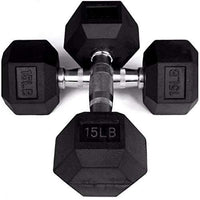 Thumbnail for Prosportsae Rubber Hex Dumbbells | Sold In Pairs (2 Pcs) | Weight in LBS | Tough & Durable | Chrome Plated Economical Handle - Prosportsae.com